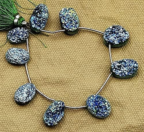 8 inch Strand of Natural druzy Quartz 14.5-21 mm pear Faceted briolette Beads for DIY Jewelry Making. |BRIO_02840