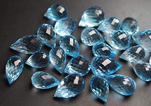 4 Pcs,Side Drilled,56 Carats,Sky Blue Topaz Micro Faceted Drops Shaped Briolettes,16-17mm Code-HIGH-62875