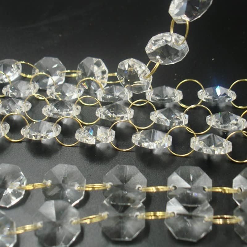 Hanging Crystals Prisms 5 Meters Crystal Strands Octagon Beads Chains with Golden Connectors Decorations Hangings Crystals for Decoration
