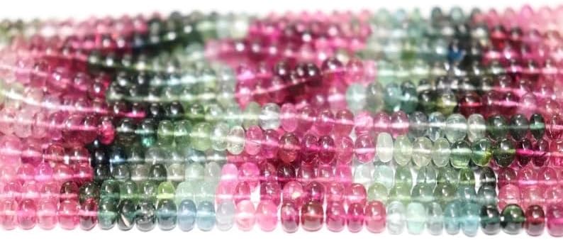 AAA+ Quality Multi Tourmaline Smooth Rondelle Beads 6mm Multi Tourmaline Smooth Rondelle Beads Plain Tourmaline Beads for Making Jwelery