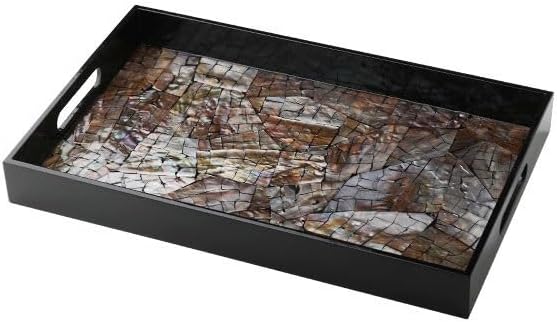 Tray Decor European Coffee Table Shell Tea Tray Home Decoration Fruit Tray Skin Care Jewelry Storage Tray Food Tray(B,Medium)