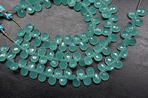 5 strands 7x10mm best aqua chalcedony quartz faceted pear shape briolette beads