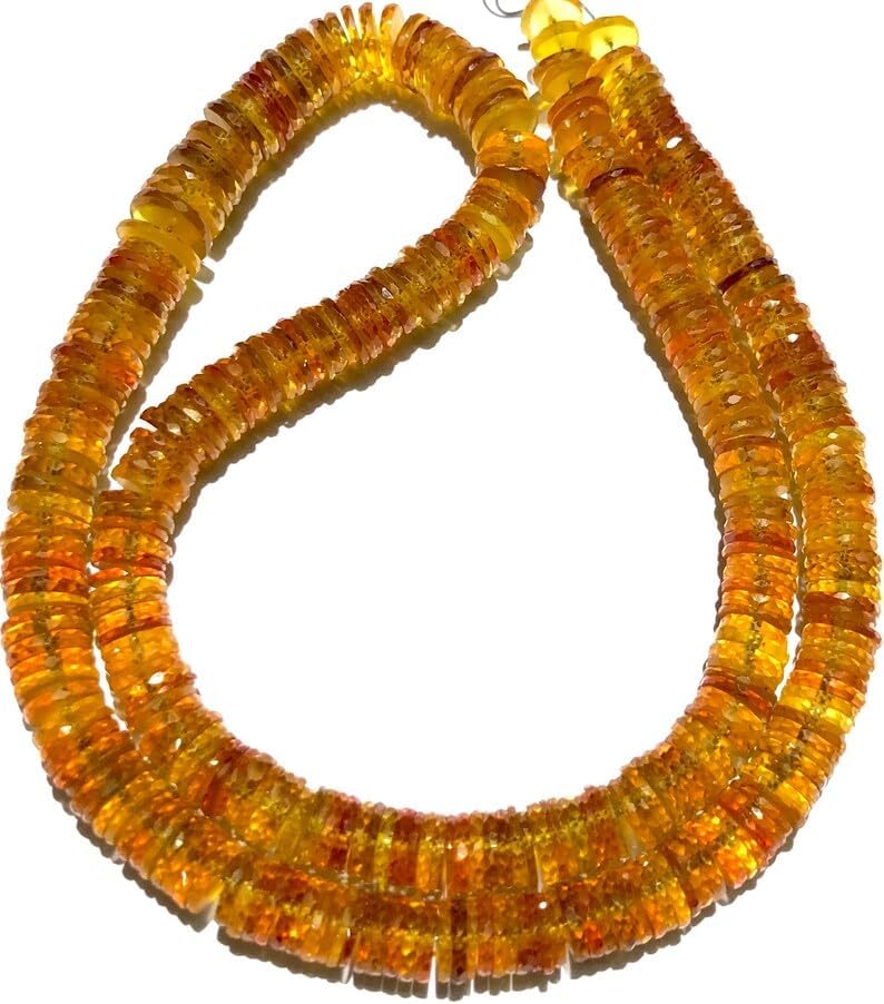 Natural PADPARADSCHA YELLOW SAPPHIRE tyre facated Beads 7mm to 9mm 18 inch long string jewelry making gemstone beads for necklace bracelet