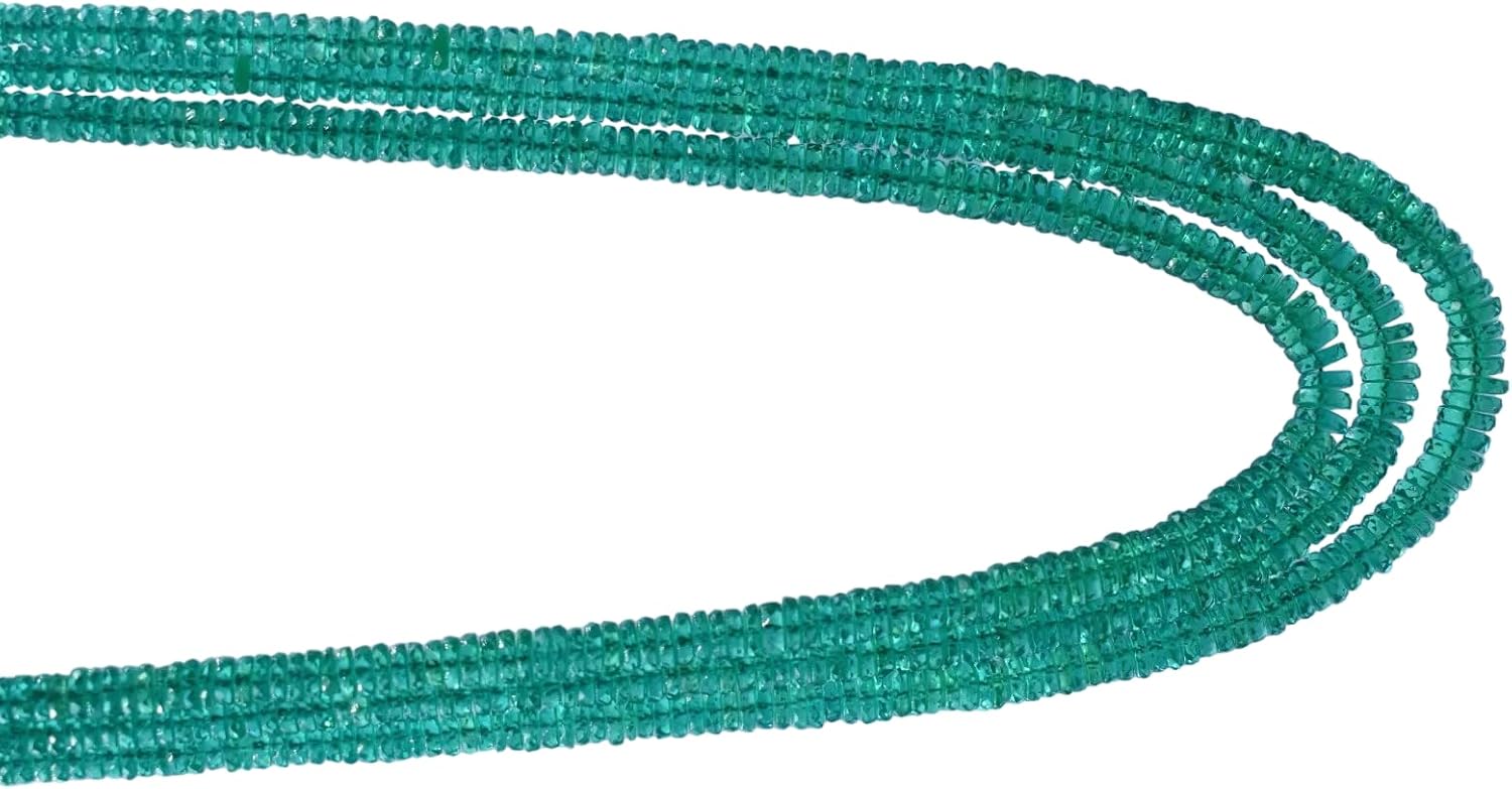 Natural Bangkok Faceted Heishi Beads, Teal Green, 6-7 mm, Tire Shape