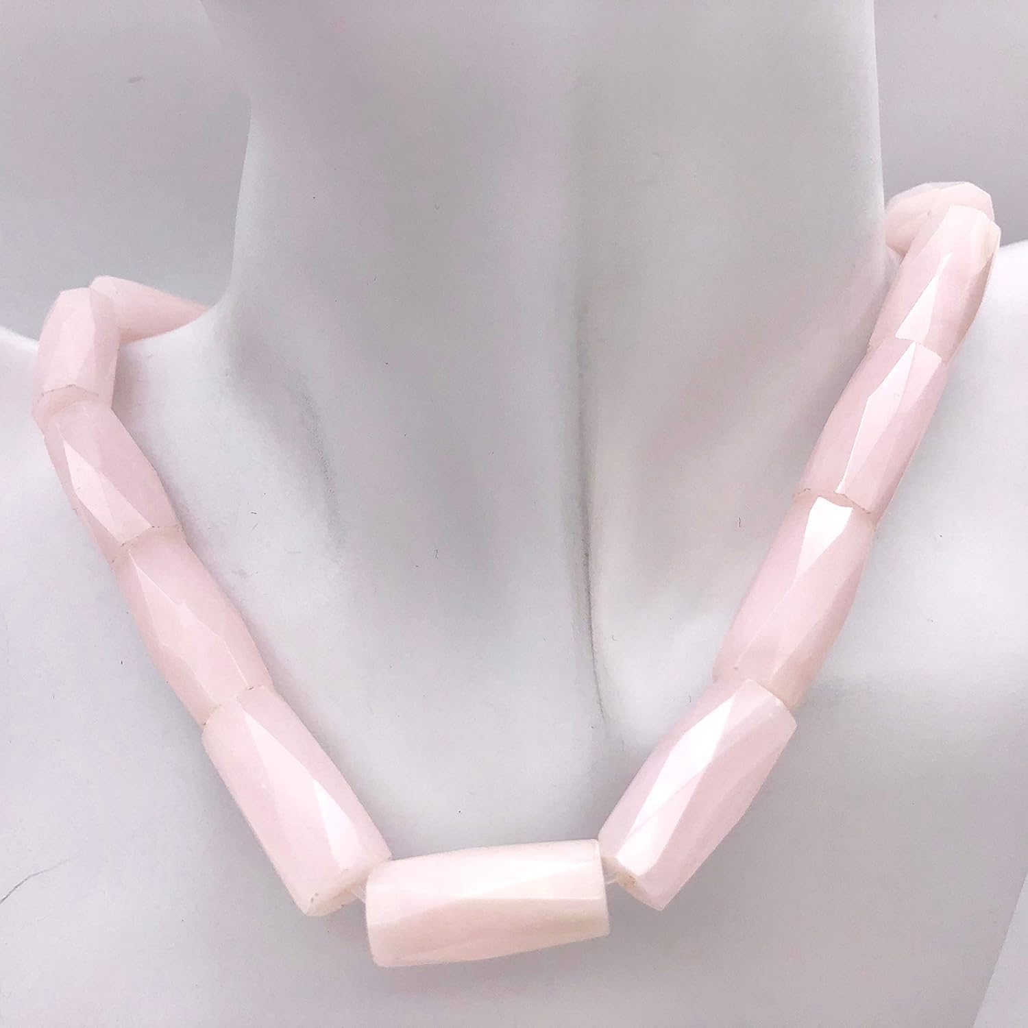 Mangano Pink Calcite Faceted Tube Bead 15