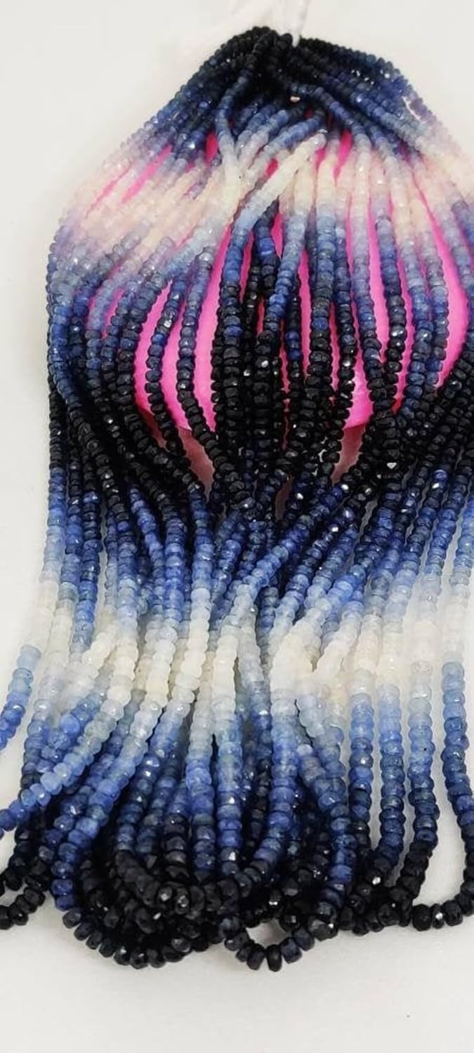 Natural Blue Sapphire(Rondelle Faceted Beads 3X4MM 15 inch Long String Jewelry Making Gemstone Beads for Necklace Bracelet