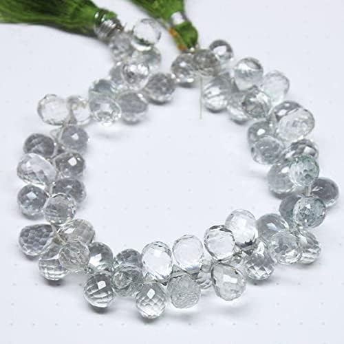 Beads Gemstone Light Green Mystic Quartz Faceted Tear Drop Briolette Loose Gemstone Craft Beads Strand 8 Inch Long 10mm Code-HIGH-28256