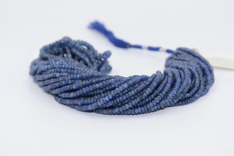 Burma Blue Sapphire Smooth Rondelle Beads 3-4 mm Blue Sapphire Smooth Beads Blue Sapphire Rondelle Beads Wholesale Beads
