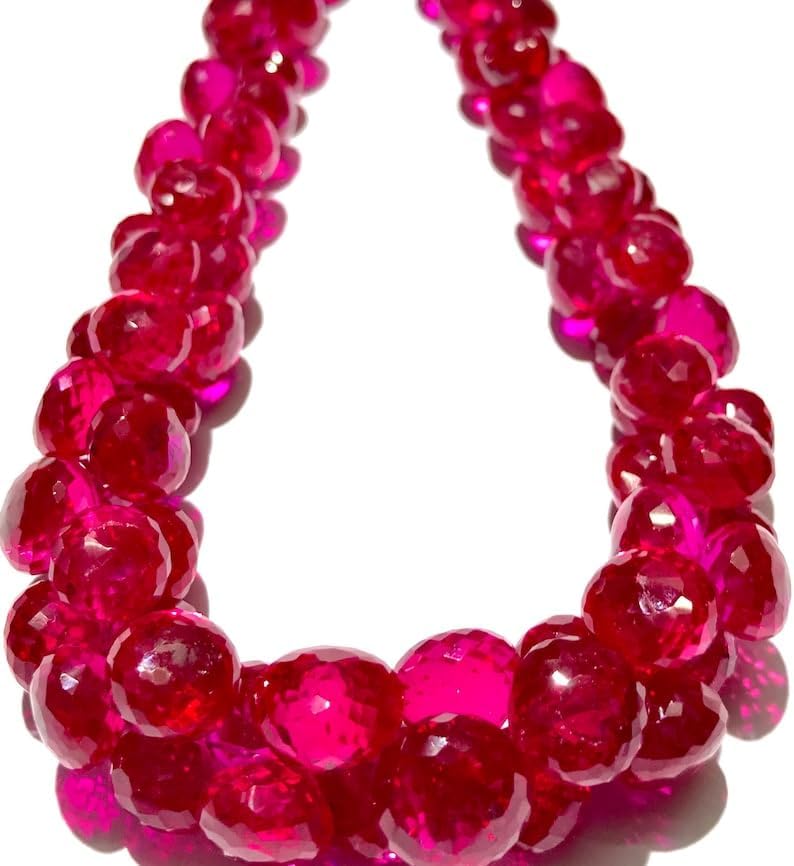 Natural Pink Spinel Onion Faceted Beads 8X10-7X9MM 14 inch Long String Jewelry Making Gemstone Beads for Necklace Bracelet