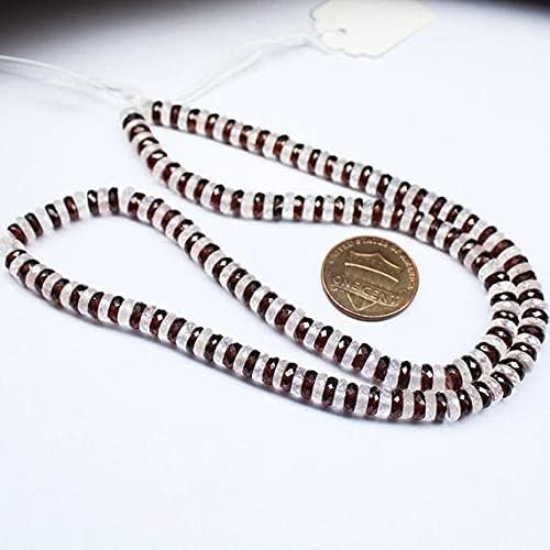 Shaded Multi Red Garnet White Quartz Faceted Wheel Tyre Rondelle Gemstone Craft Beads Strand 18