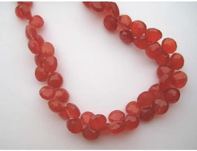Natural Carnelian Briolettes - 8x8mm Orange Carnelian Heart Shaped Faceted Briolettes 6 Inches lot of 10 Strands CHIK-STRD-94859