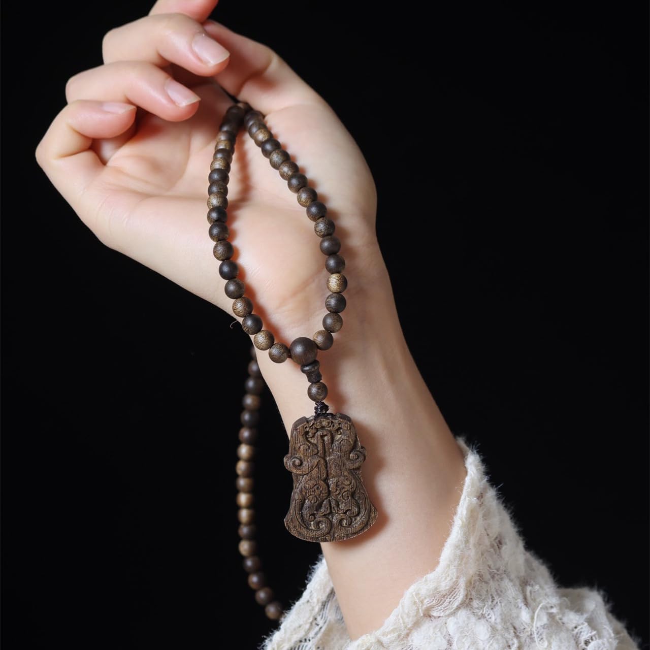 Vietnam Nha Trang White Agarwood Knotted Beads Multi-Circle 7mm*108 Beads Sinking Grade “Chi Hu”