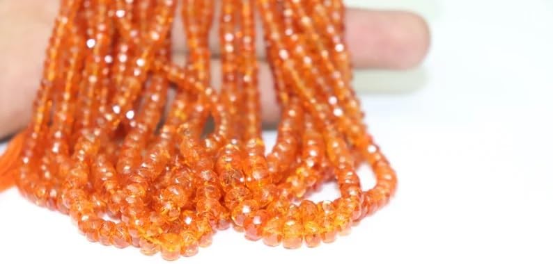 Spessartite Garnet Faceted Rondelle Beads 3.5-5.5 mm AAA Garnet Beads Orange Garnet Beads Fanta Garnet Faceted Beads