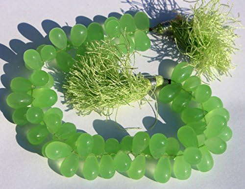13 inch natural beads strand of 7-14mm smooth teardrop seafoam green chalcedony gemstone briolletes beads for DIY jewelry - necklace, bracelet, earring, ring.