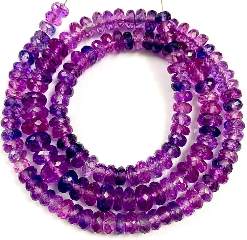 Natural Pinkish~Purple Sapphire roundelle facated Beads 5.5-7 MM 19 inch Long String Jewelry Making Gemstone Beads for Necklace Bracelet