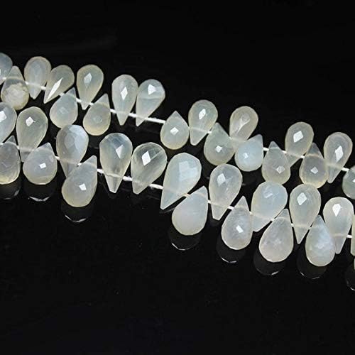 Natural Grey Moonstone Faceted Briolette Tear Drop Briolette Gemstone Craft Loose Beads Strand 9 Inch Long 10mm 12mm Code-HIGH-26092