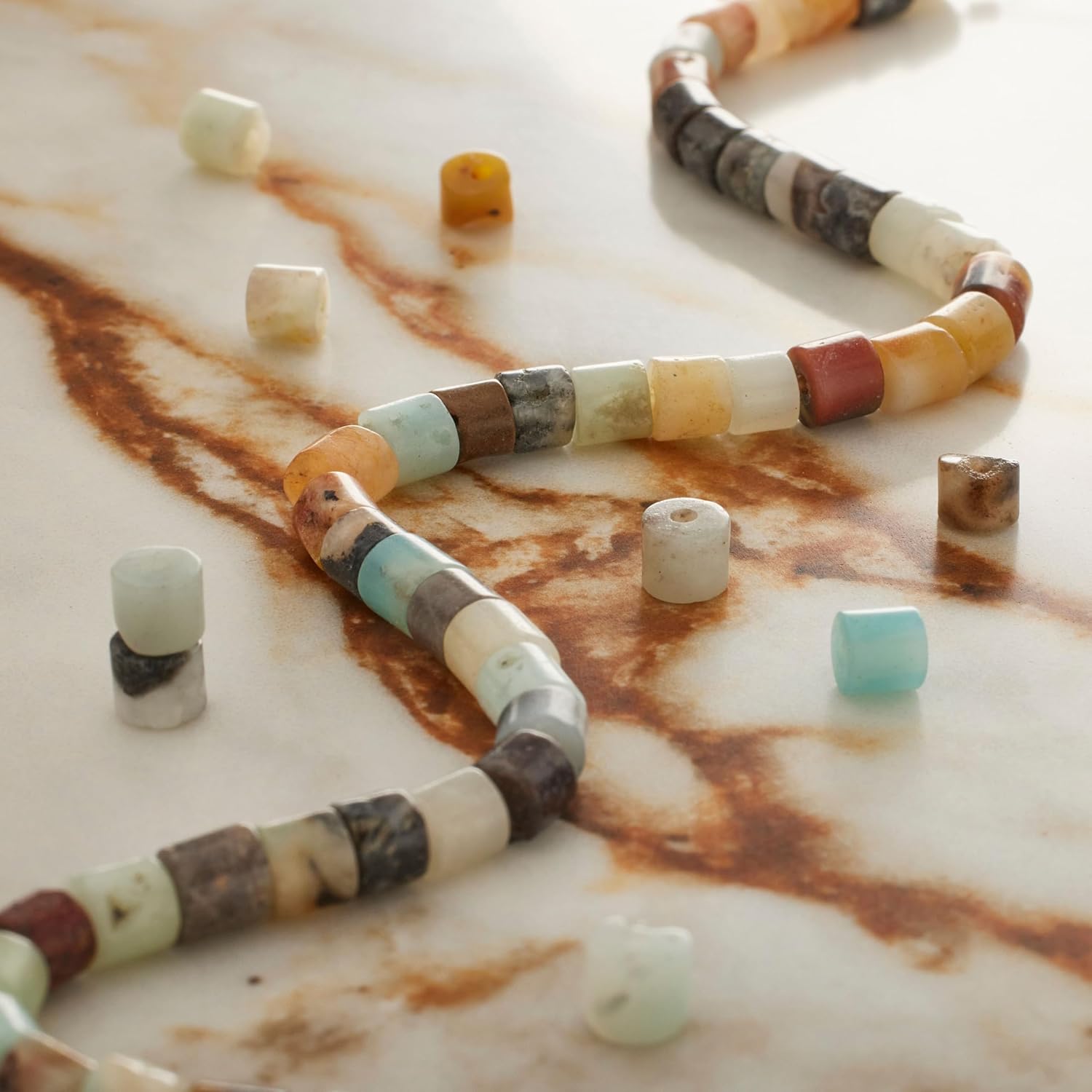 Bead Landing Multicolor Amazonite Tube Beads – 4mm Natural Gemstone Beads for Jewelry Making & Crafts, 10