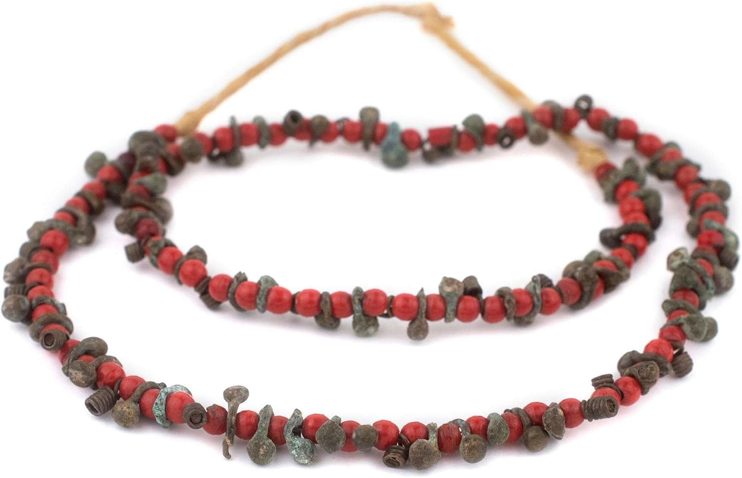 The Bead Chest Unusual Antique Nigerian Brass Beads 26 Inch Strand 9mm African 24-26 Inch Strand Handmade