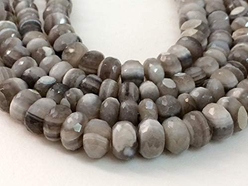 boulder opal beads, grey boulder opal faceted rondelle beads, boulder opal necklace, 7-10mm, 8 inch, 36 pcs