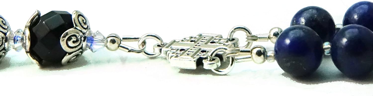 Catholic Prayer Beads St Michael Protector Small Chaplet Lapis Gemstone Blessed with Anointing Oil