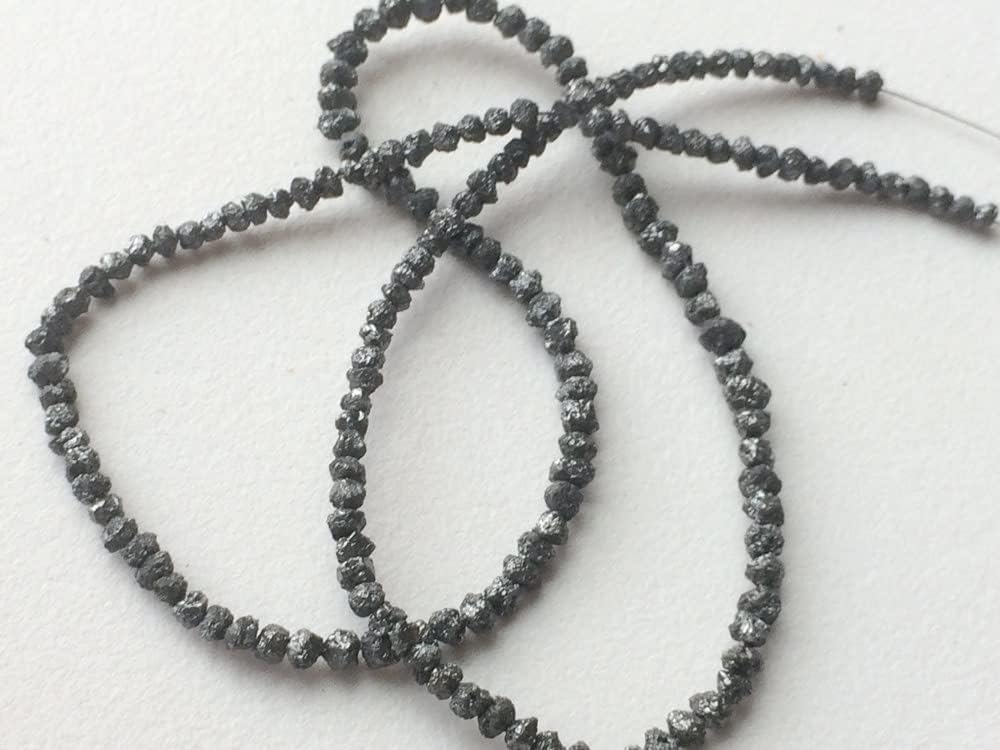 3-4mm Black Rough Diamonds, Black Raw Diamond Beads, Black Uncut Diamonds, Raw Black Diamond Beads For Jewelry (4IN To 16IN Options), 3 MM - 4 MM