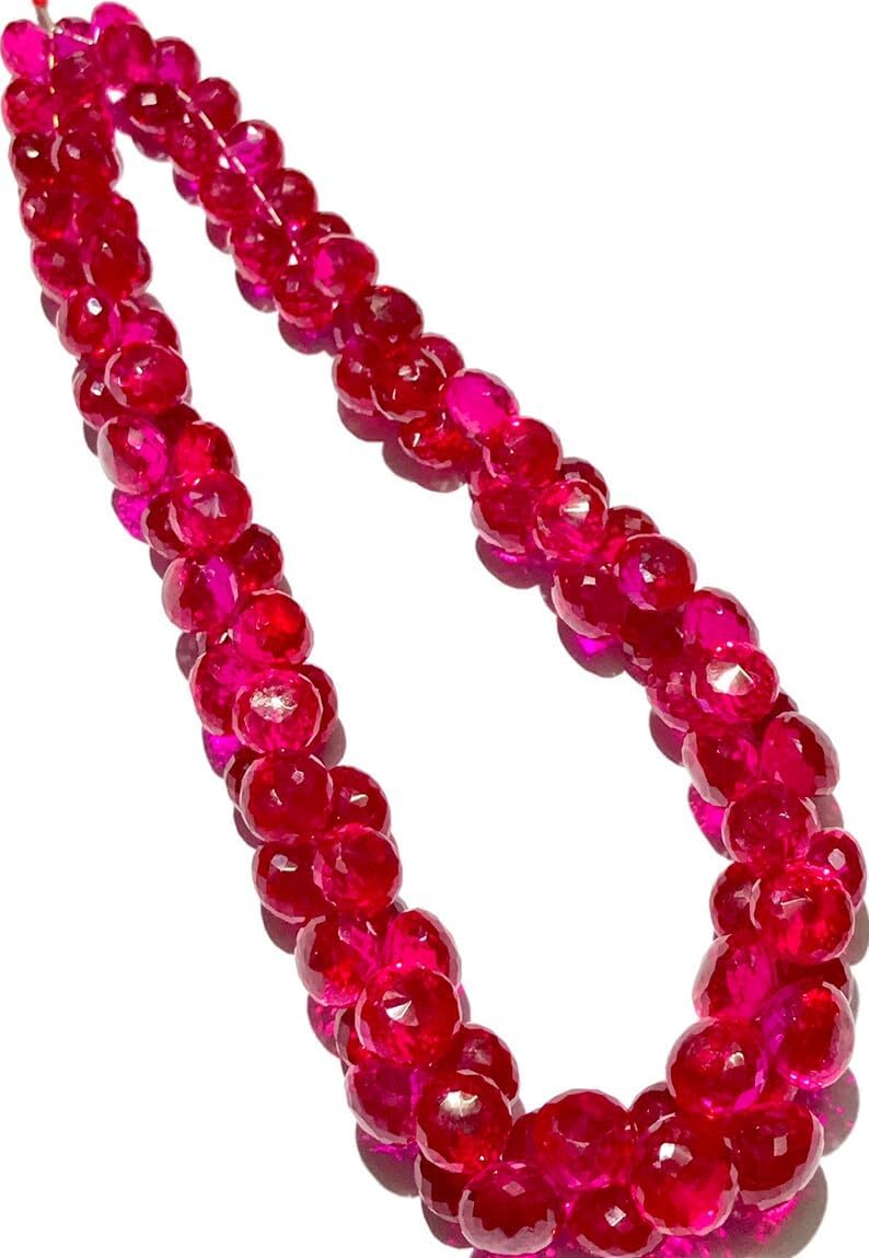 Natural Pink Spinel Onion Faceted Beads 8X10-7X9MM 14 inch Long String Jewelry Making Gemstone Beads for Necklace Bracelet
