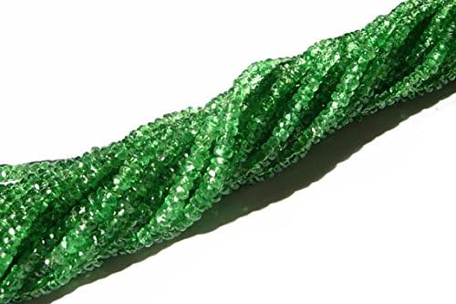 13 inch natural beads strand of 2-4mm faceted rondelle green tsavorite garnet gemstone beads for DIY jewelry - necklace, bracelet, earring, ring.