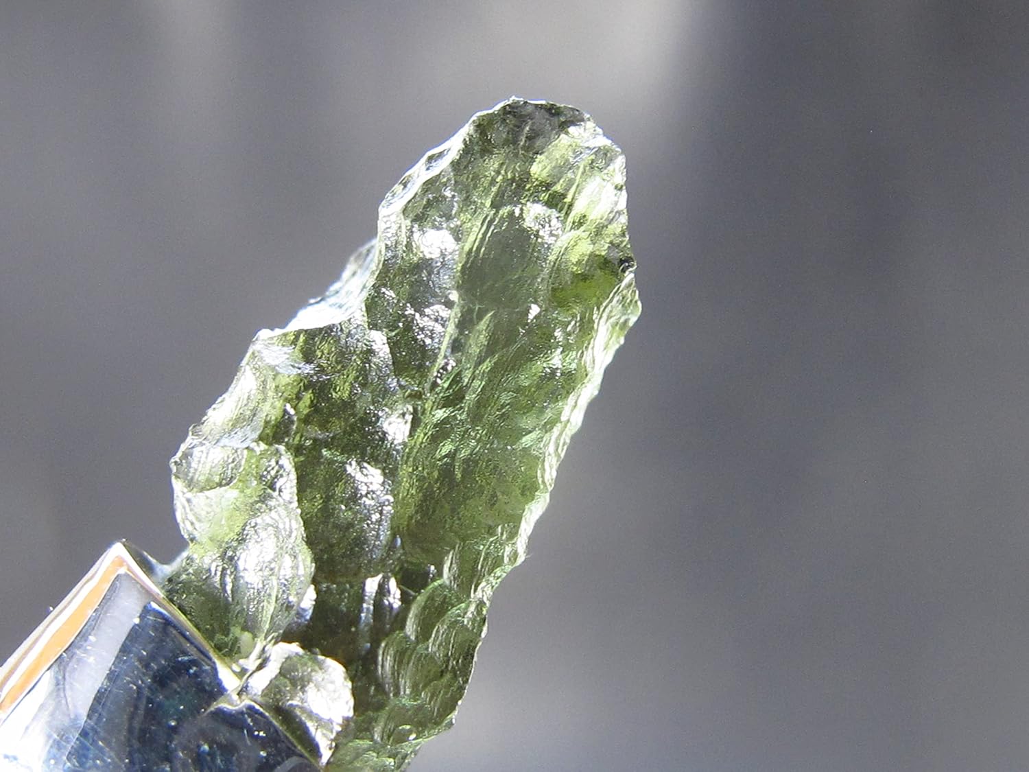 Moldavite Tektite Silver Pendant From Czech Republic - 1.1