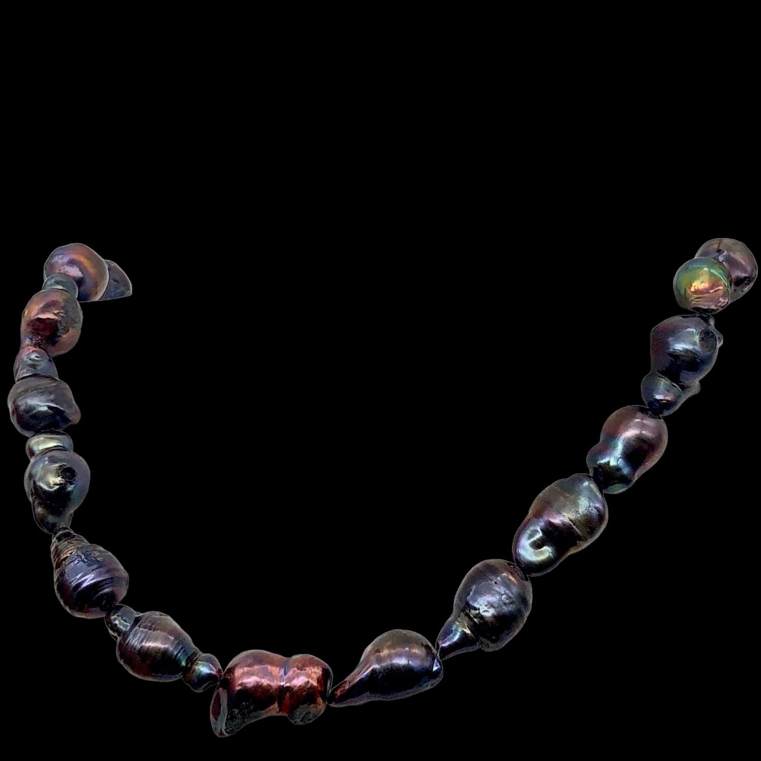 Amazing! Each Pearl one of a Kind Black Peacock Fireball Pearl Strand for Jewelry Making