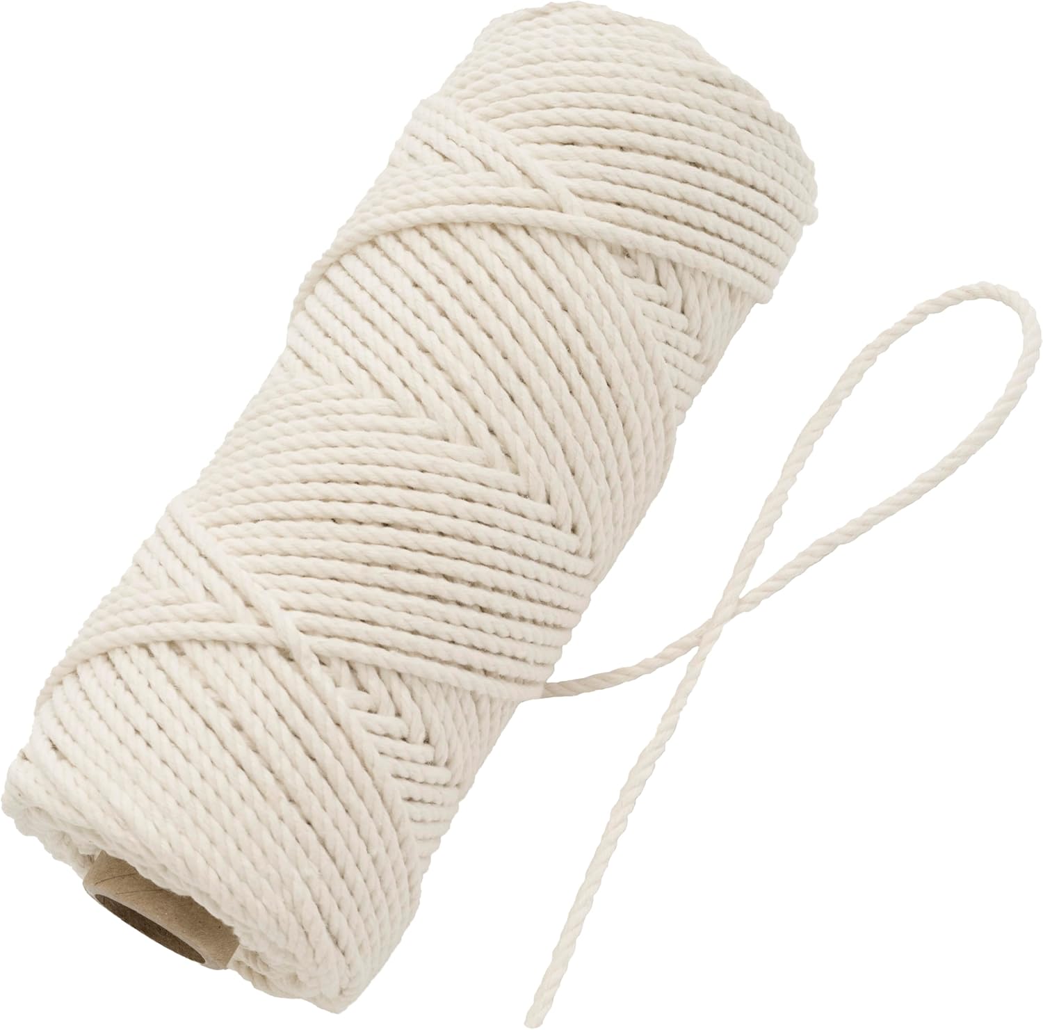 AERZETIX - C76678 - Spool of twisted cord for macrame φ3.5 mm x 100 m - cotton - colour white - ball of creative hobby haberdashery creative decoration