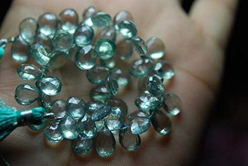 8 Inches, Teel Green Mystic Faceted Pear Shape Briolettes 9-10mm aprx Code-HIGH-62915