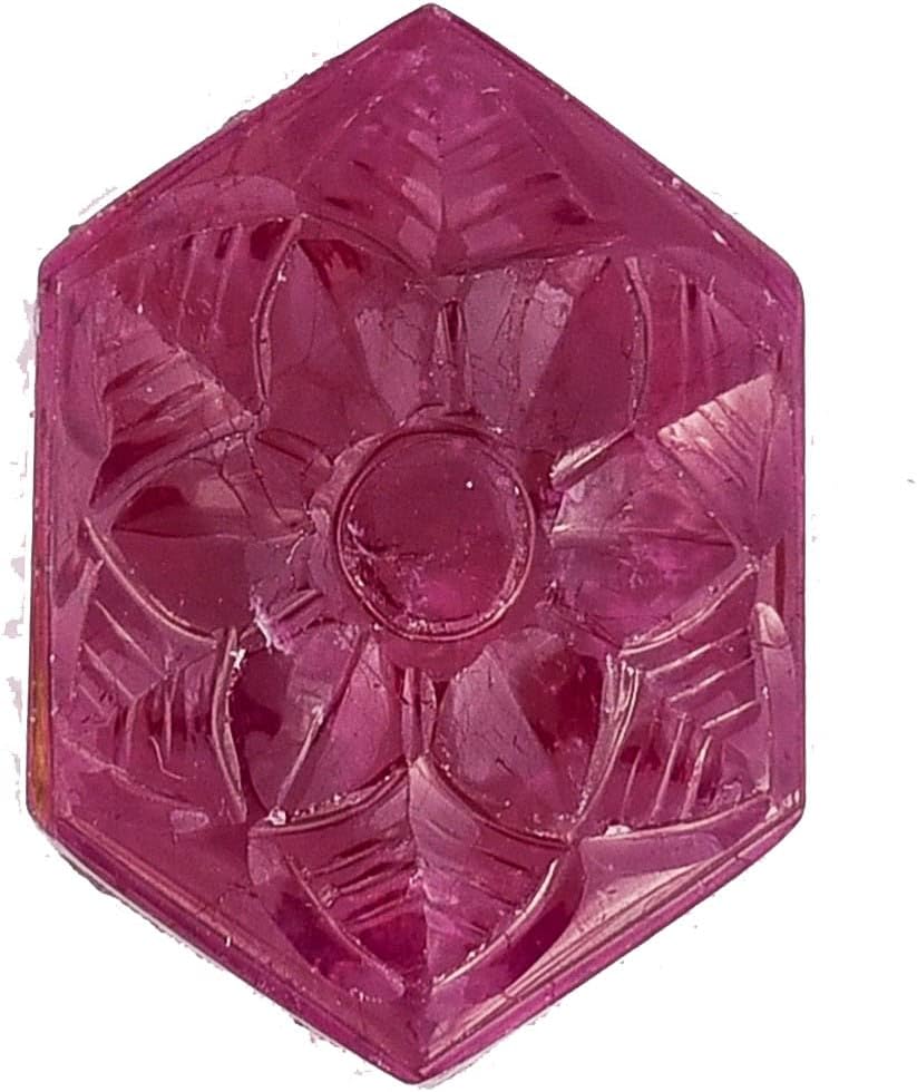 34.80 Ct Ruby Hand Carved Fancy Shape Loose Gemstone Flower Carved Cabochon For Making Pendant, Necklace Jewelry Designs