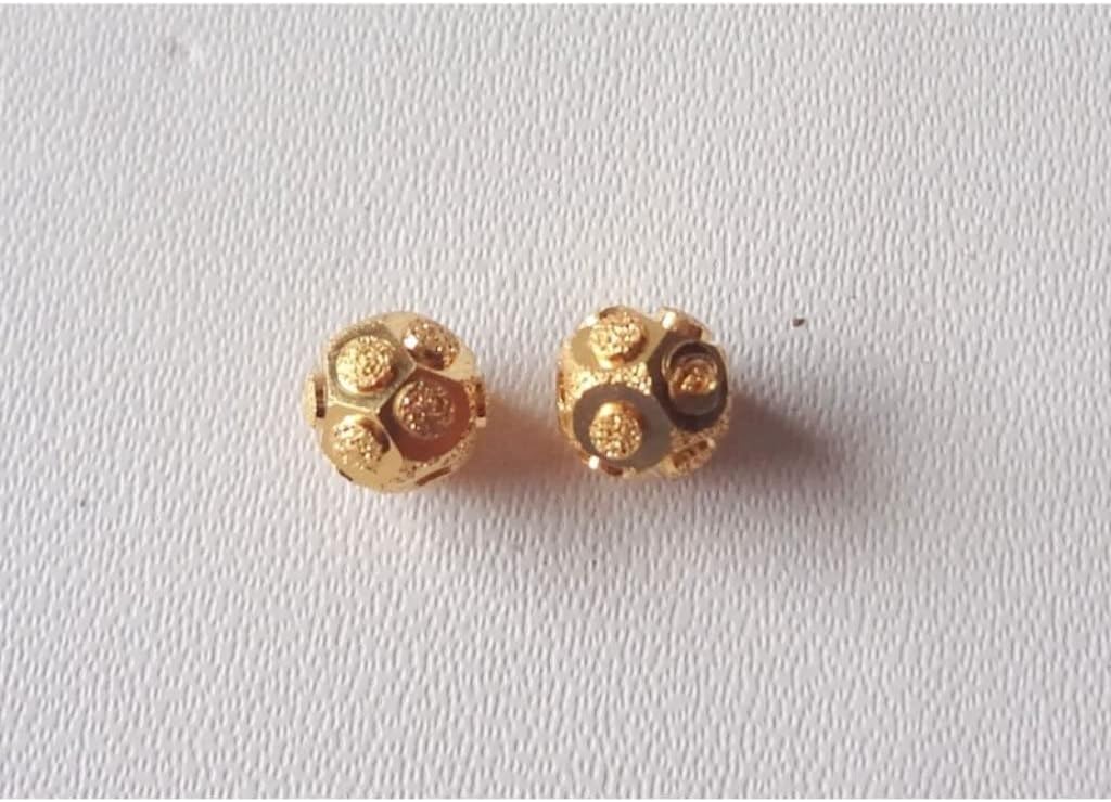 Solid 22K/18K Yellow Fine Gold 5 MM 8 Pieces Football Beads For Personalized Jewellery And Jewellery Customization