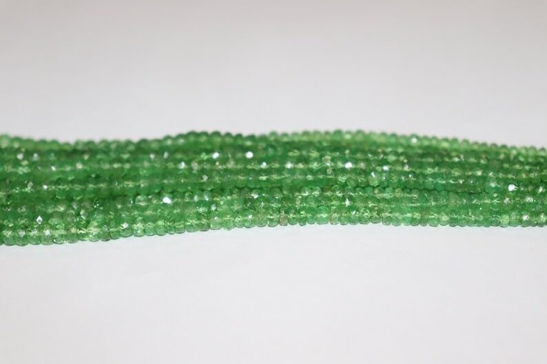 Tsavorite Faceted Rondelle Beads 3-6 mm Tsavorite Faceted Beads Tsavorite Rondelle Beads Tsavorite Beads Strand