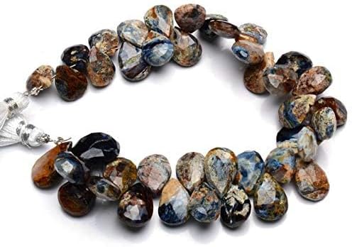 GEMZ 6 inch Strand of Natural pietersite pear Shape Faceted Cut Multi Color Color briollete Beads for DIY Jewelry Making- Earring Necklace Bracelet.
