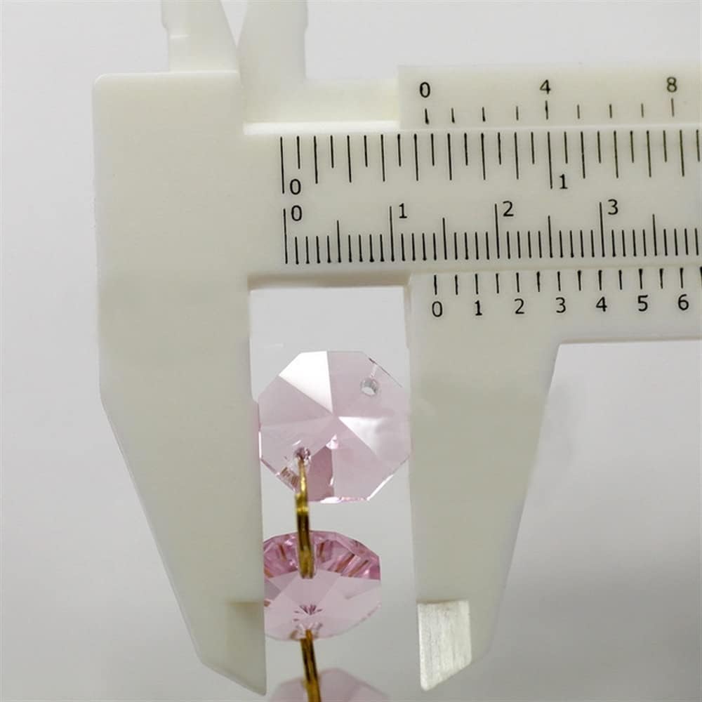 Hanging Crystals Prisms 2000pcs/lot 14mm Pink Chandelier Beads Crystal Glass Beads 2 Holes Fit for Wedding Garland Strands, Curtain Parts, Lighting Pendants Hangings Crystals for Decoration