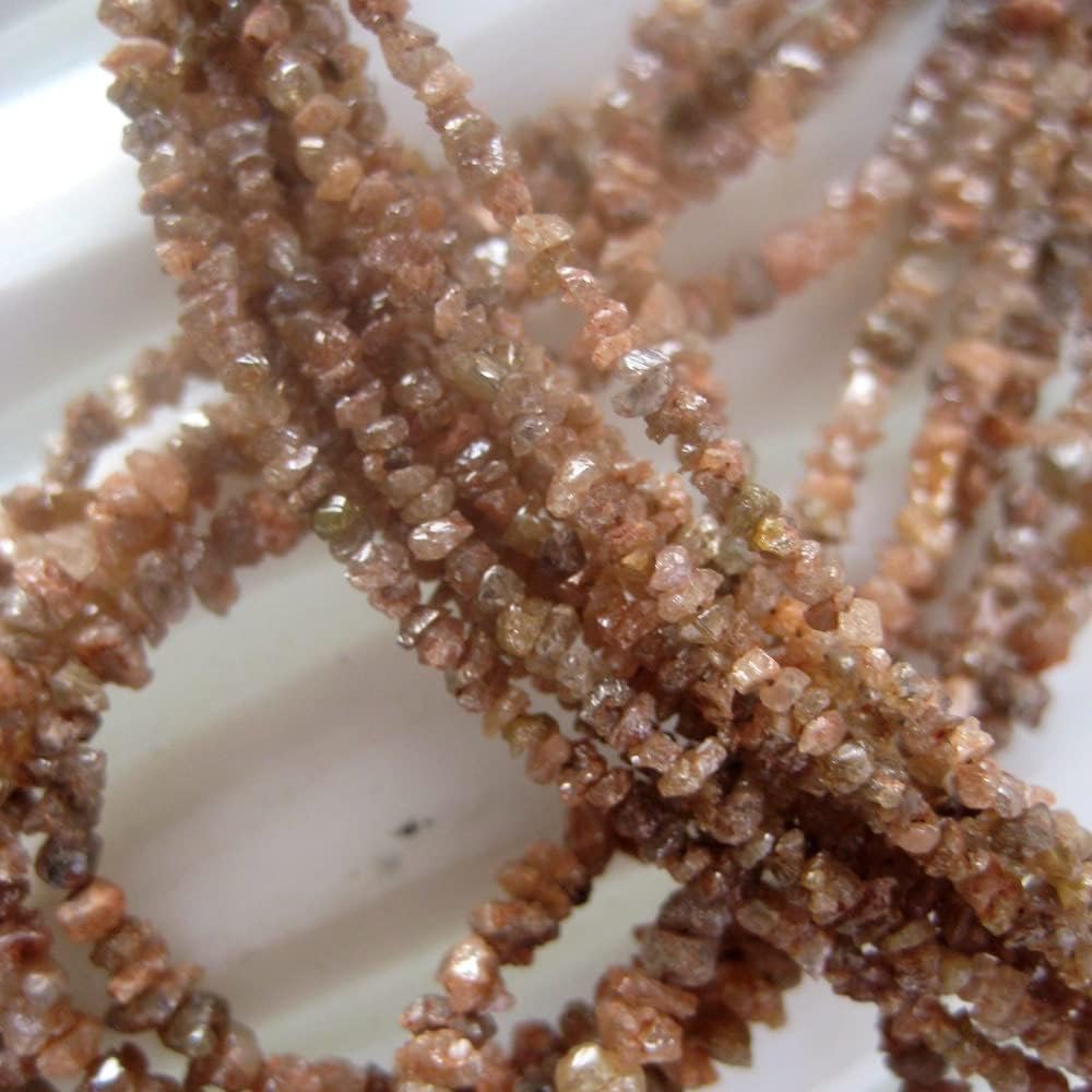 1.5-3mm Orange Rough Diamonds, Natural Raw Uncut Diamond Beads, Orange Raw Diamond Beads For Jewelry (4IN To 16IN Options) - TRD26, 3 MM-1.5 MM