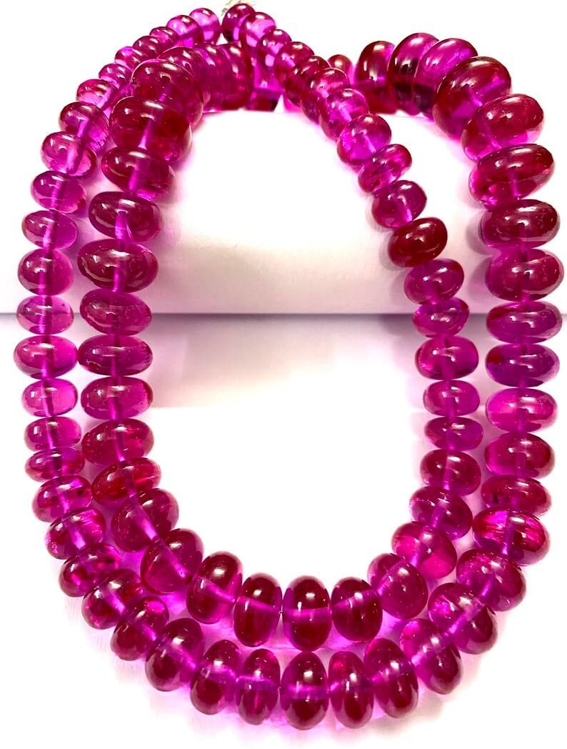 Natural Pink Spinel RONDELLE soomth Beads 7X12MM 18 inch Long String Jewelry Making Gemstone Beads for Necklace Bracelet