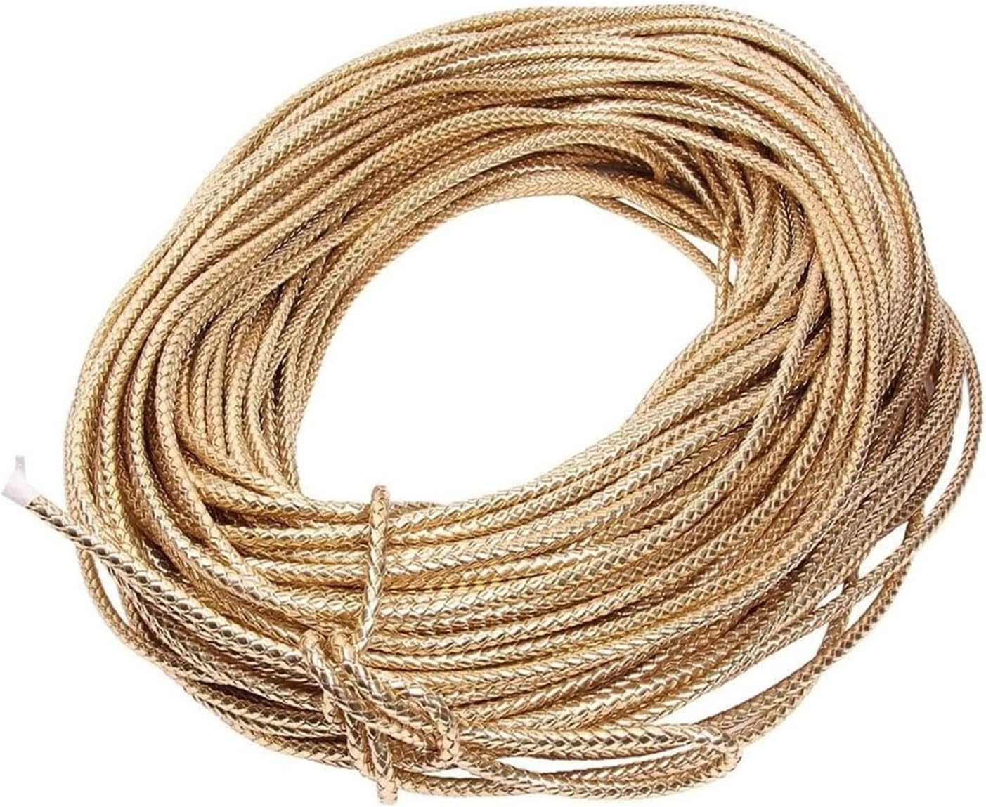 Fold Braided Leather Cord,5m/100m Round Leather Cord String, DIY Necklace Bracelet Making Finding, Gold/Silver Braided PU Rope Jewelry Accessories, 1pcs (Color : Gold, Size : 12mm 100m) ( Color : Gold