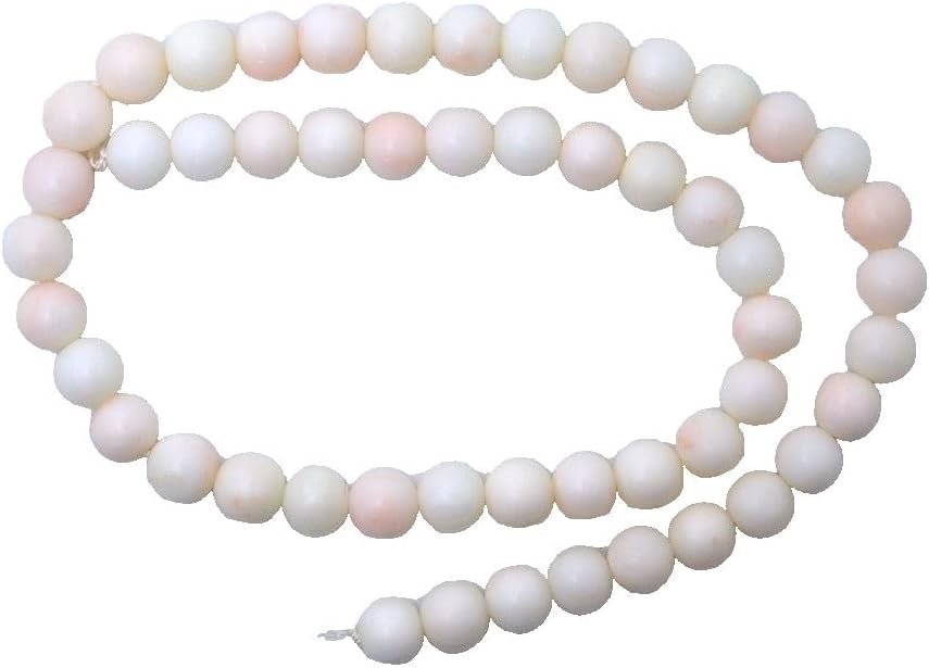 Vintage 7.5mm to 8mm Round Genuine Italian Angel Skin Coral 15 Inch Bead Strand