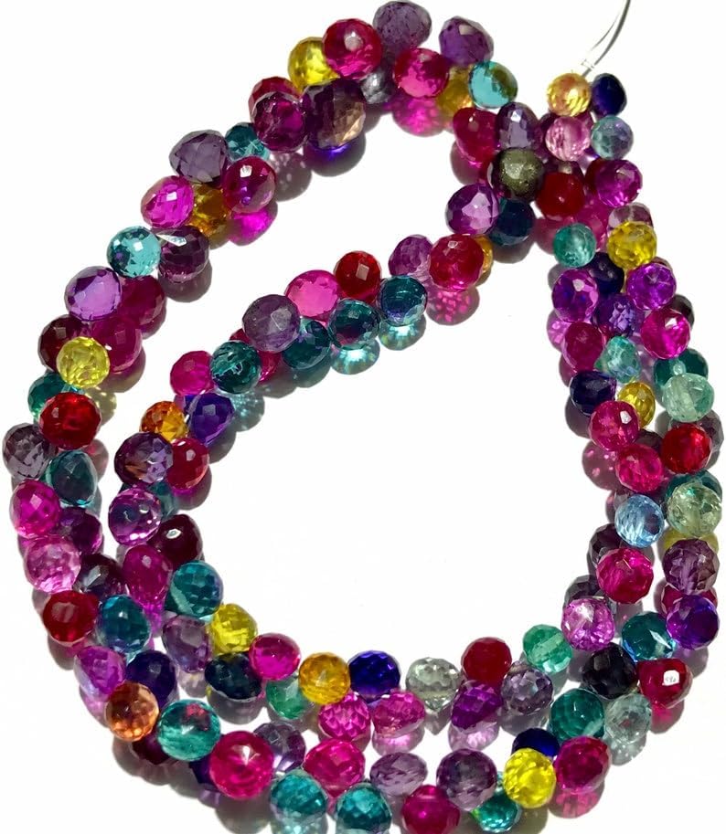 Natural Multi Sapphire Onion facated Beads 6-8 MM 18 inch Long String Jewelry Making Gemstone Beads for Necklace Bracelet