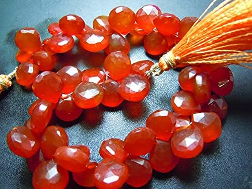 8 inch Strand of Natural Chalcedony 12x12 mm Drop Faceted briolette Beads for DIY Jewelry Making. |BRIO_01629