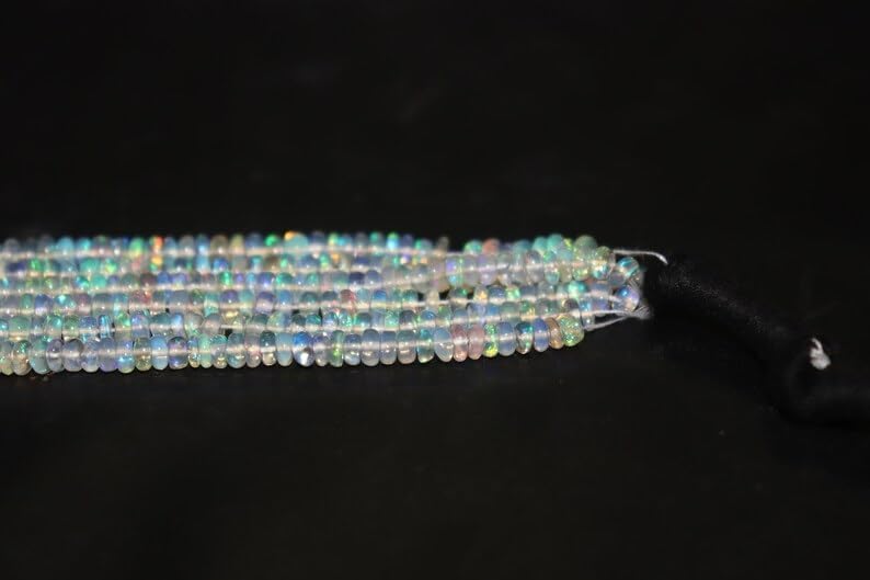 Ethiopian Opal Bead Opal Rondelle Beads 4-4.25 mm Opal Plain Beads Fire Opal Beads Flashy Opal Beads for Making Jwelery
