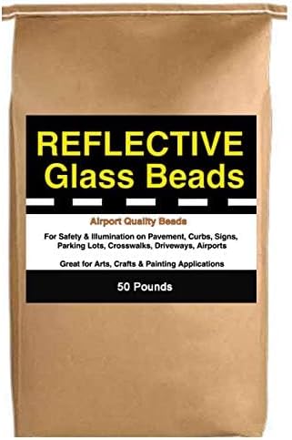 Reflective Glass Beads (50 LB Bag) For Traffic Paint, Road Marking, Curb Paint, Pavement Striping, Parking Lots, Crosswalks, Driveways, Airports, Traffic Signs, Painting, Arts & Crafts (50 Lb Bag)