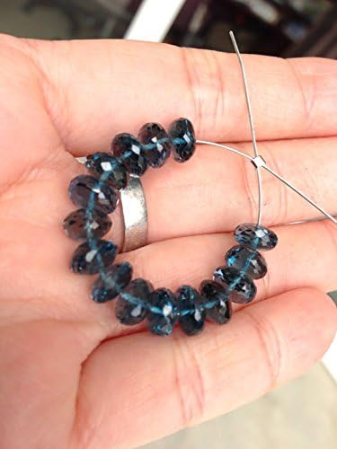 natural london blue topaz roundel facet, set of 11 pieces, size from 6-7 mm