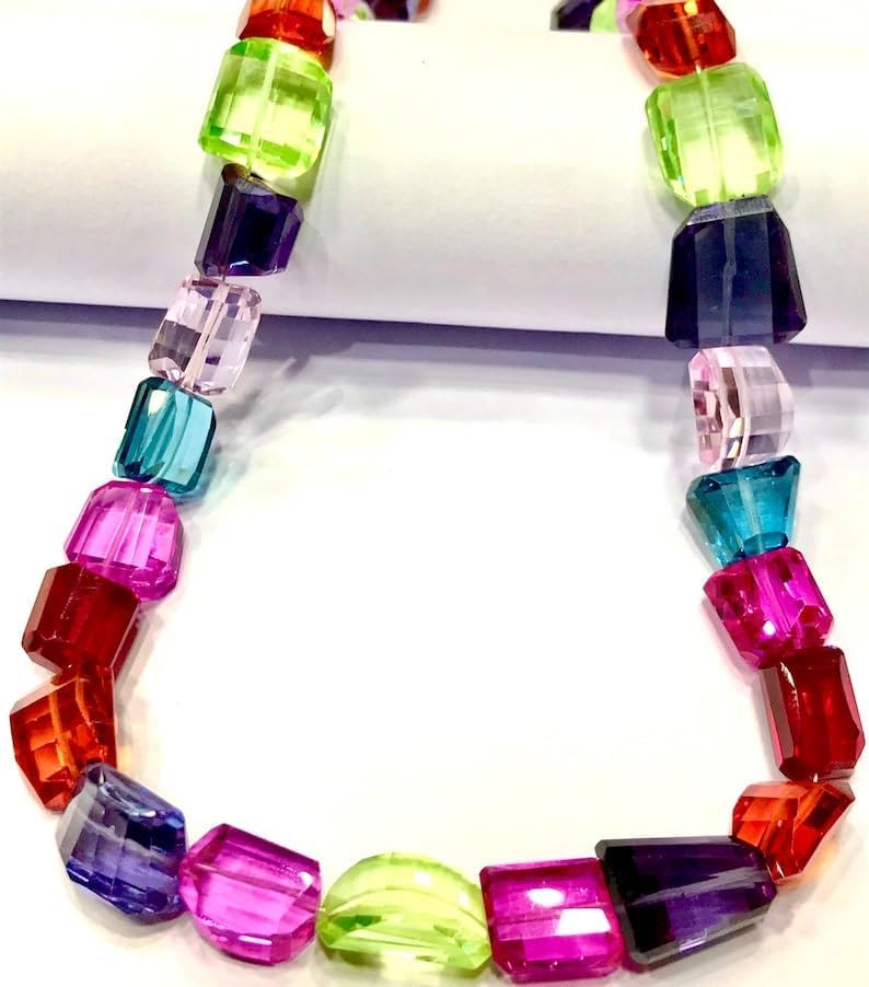 Natural Multi Sapphire Nuggets facated Beads 12mm to 13mm 18 inch Long String Jewelry Making Gemstone Beads for Necklace Bracelet