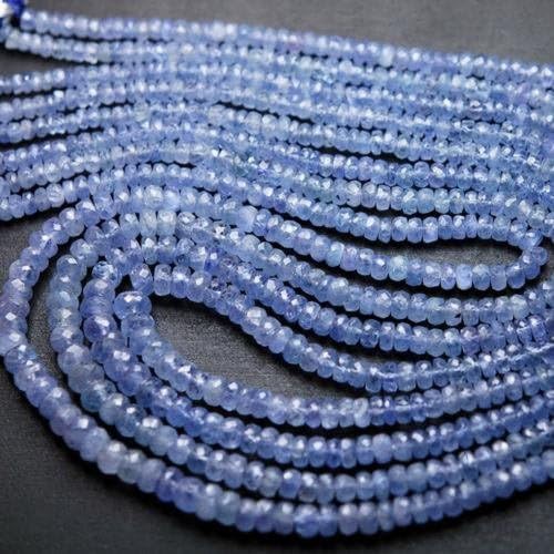 13 inch natural beads strand of 3mm smooth rondelle blue sapphire gemstone beads for DIY jewelry - necklace, bracelet, earring, ring.
