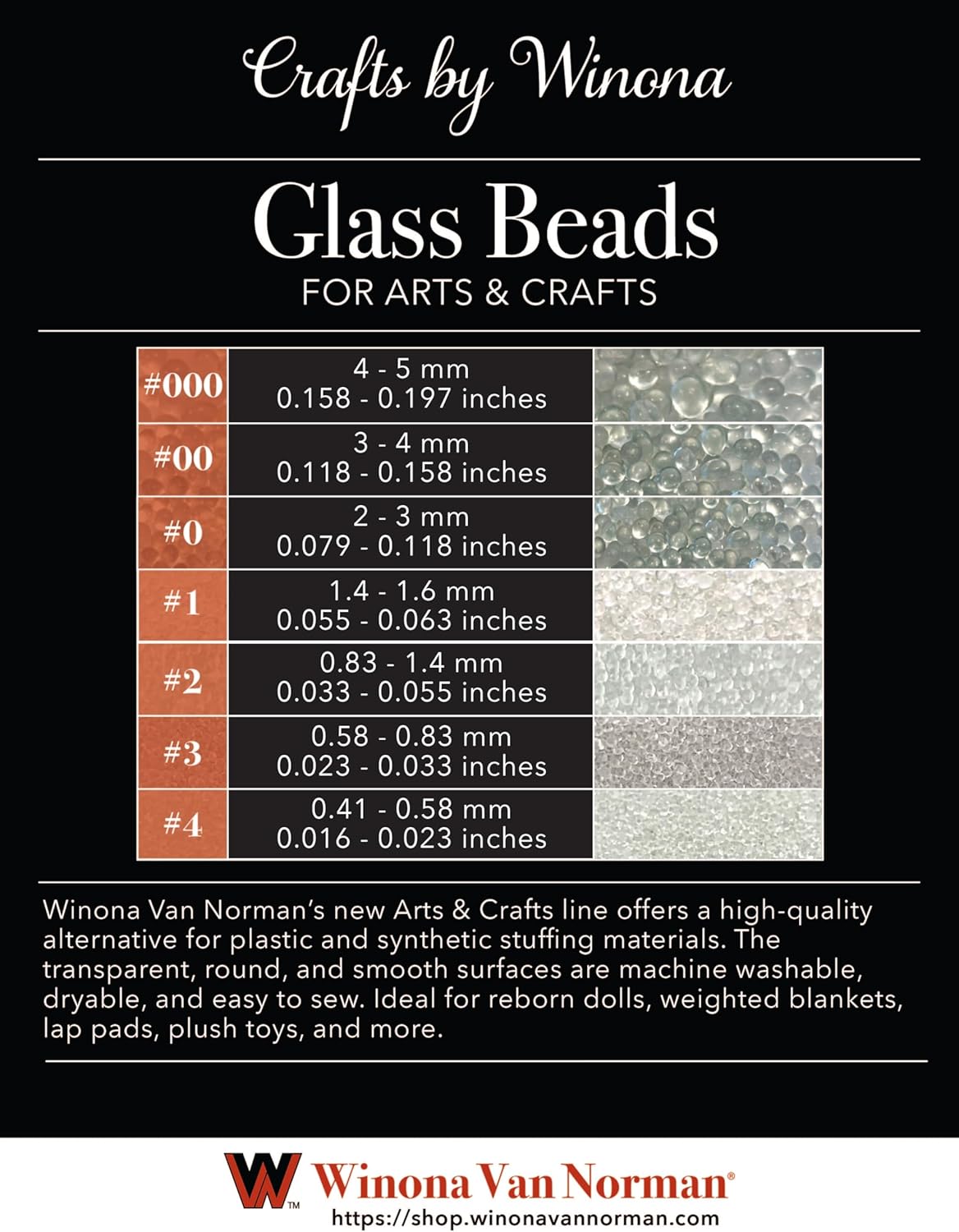 WINONA VAN NORMAN Premium Glass Beads #0 (2-3mm) | Clear, High-Density Weighting Filler for Weighted Blankets, Reborn Dolls, and Sensory Toys | Machine Washable (50lbs)