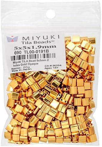 Beads 5x5mm 2 Hole TL0191B Gold Opaque 50Gms Bulk Bag of Japanese Glass Beads