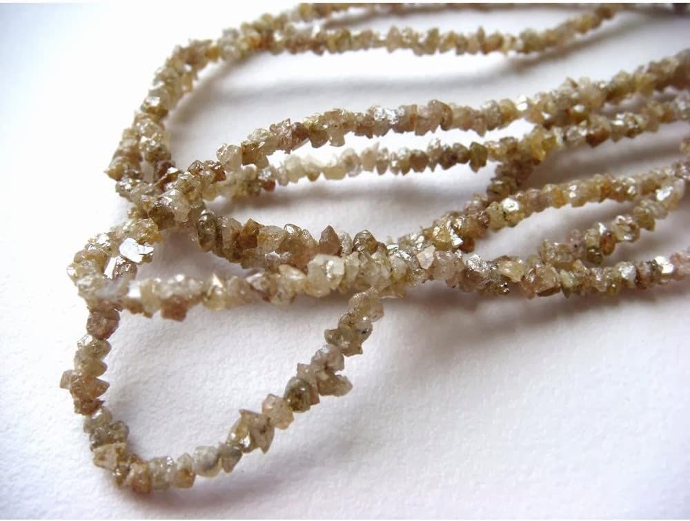 3-4mm Champagne Brown Rough Diamonds, Natural Raw Uncut Diamond Beads, Champagne Brown Raw Diamonds For Jewelry (4IN To 16IN Options), 4 MM - 3 MM